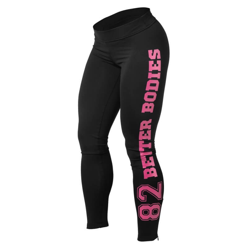 Kolla in Varsity Tights, LIMITED PRODUCTION, black/pink, Better Bodies hos Sport