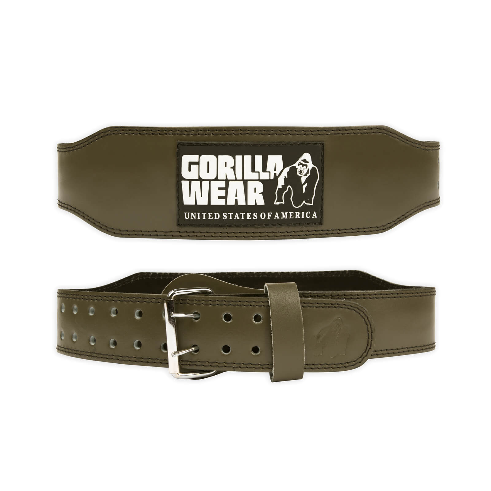 Kolla in 4 Inch Padded Leather Belt, army green, Gorilla Wear hos SportGymButike