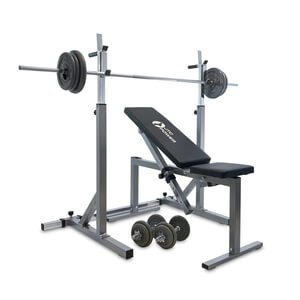 BĆ¤nk, StĆ¤llning, SkivstĆngsset & Hantelset 65 kg, JTC Power