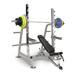Bänk, ställning & skivstångsset 140 kg färgade, gummi, JTC Power