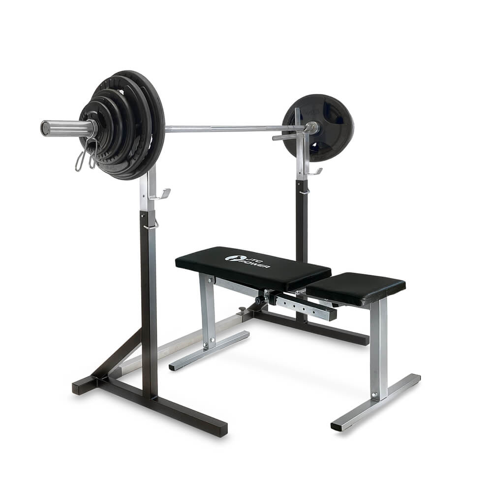 Bänk Ställning & Tri-Grip Skivstångsset 87.5 kg JTC Power