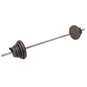 Skivstångsset 51 kg, Slät stång med fjäderlås