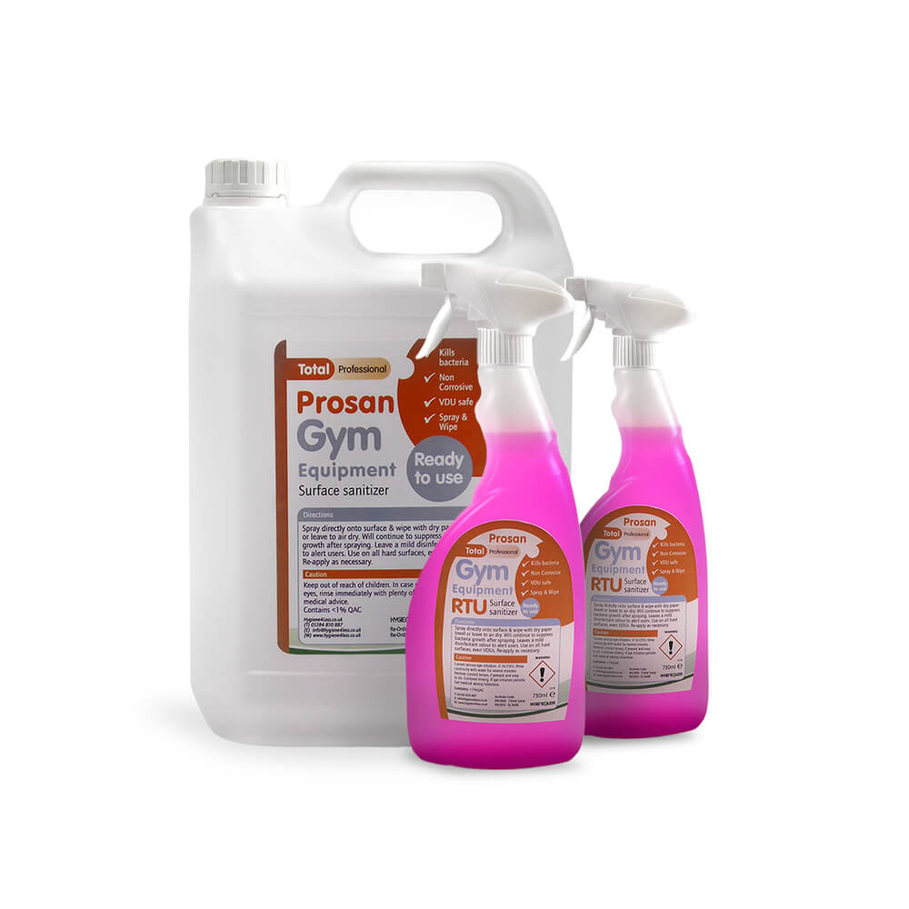 Rengöringspaket, 2 st 750ml + 1 st 5 liter, Prosan Gym