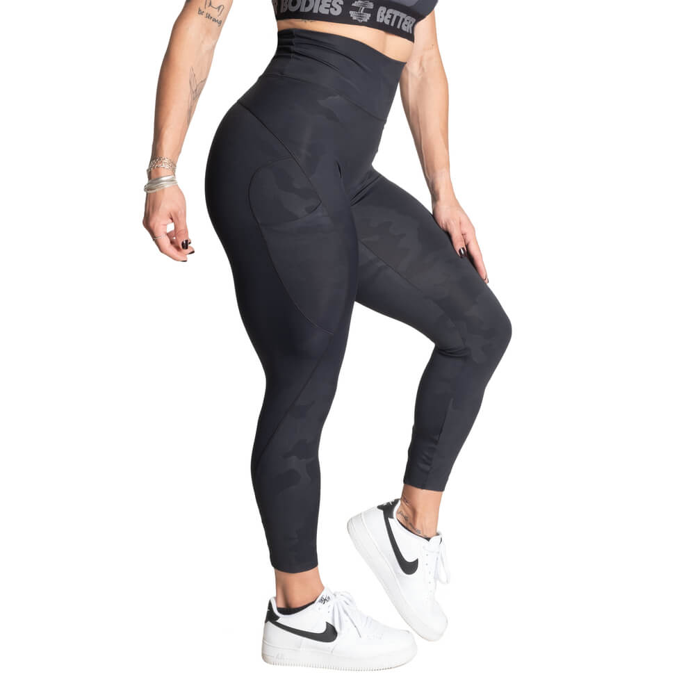 High Waist Leggings, black camo, small