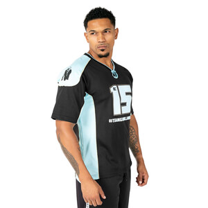 Kolla in Athlete T-Shirt 2.0 (Brandon Curry), black/light blue, Gorilla Wear hos