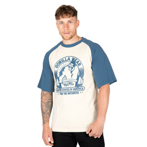 Logan Oversized T-Shirt, beige/blue, Gorilla Wear i gruppen Kläder / Herr / Överdelar / T-Shirts hos Sportgymbutiken.se (GW-90568-123r)