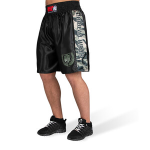 Kolla in Vaiden Boxing Shorts, black/army green camo, Gorilla Wear hos SportGymB