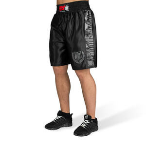 Kolla in Vaiden Boxing Shorts, black/grey camo, Gorilla Wear hos SportGymButiken