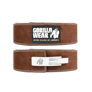 Kolla in 4 Inch Powerlifting Lever Belt, brown, Gorilla Wear hos SportGymButiken