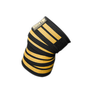 Kolla in Knee Wraps, black/gold, 2 m, Gorilla Wear hos SportGymButiken.se
