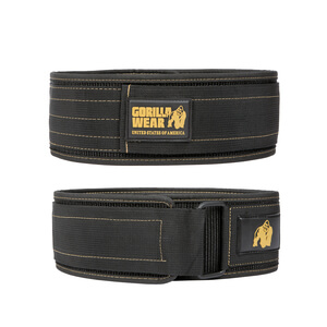 Kolla in 4 Inch Nylon Belt, black/gold, Gorilla Wear hos SportGymButiken.se