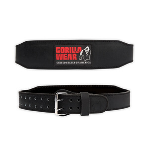 Kolla in 4 Inch Padded Leather Belt, black/red, Gorilla Wear hos SportGymButiken