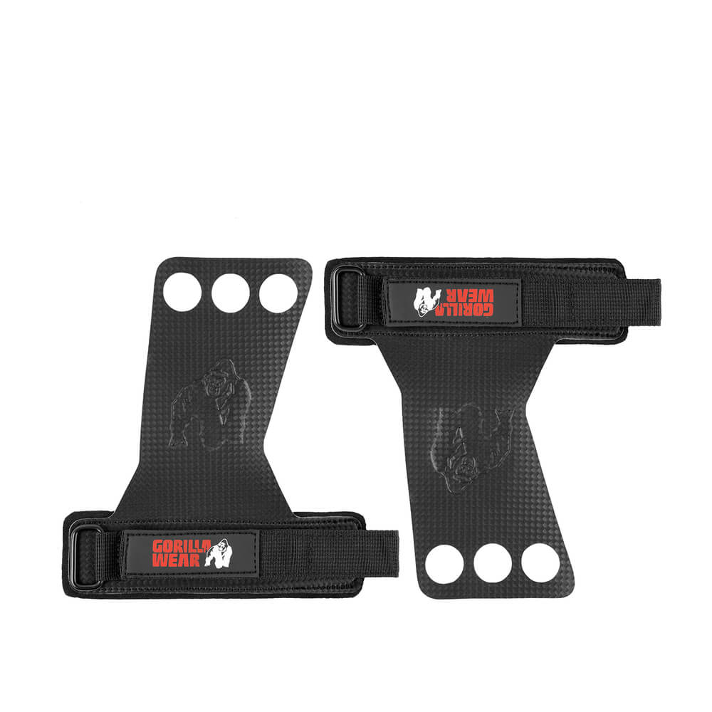 3-Hole Carbon Lifting Grips, black, xlarge