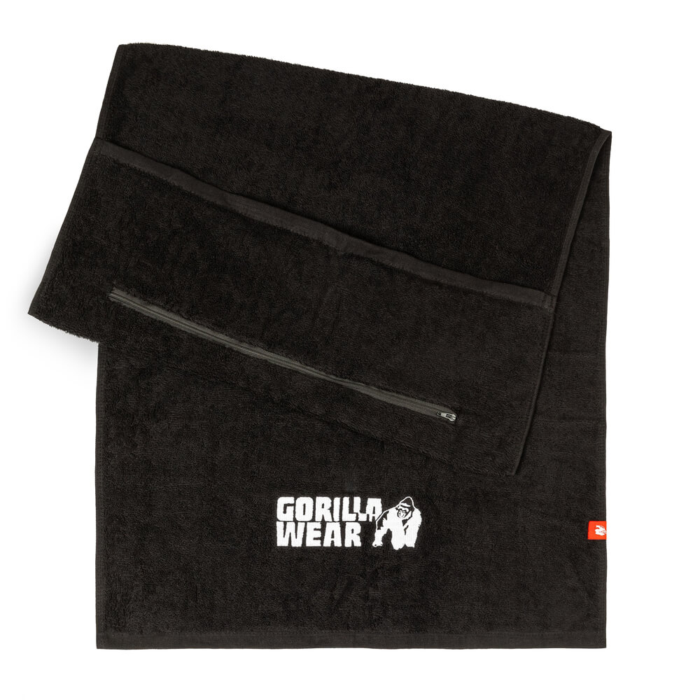 Zip Pocket Gym Towel, black