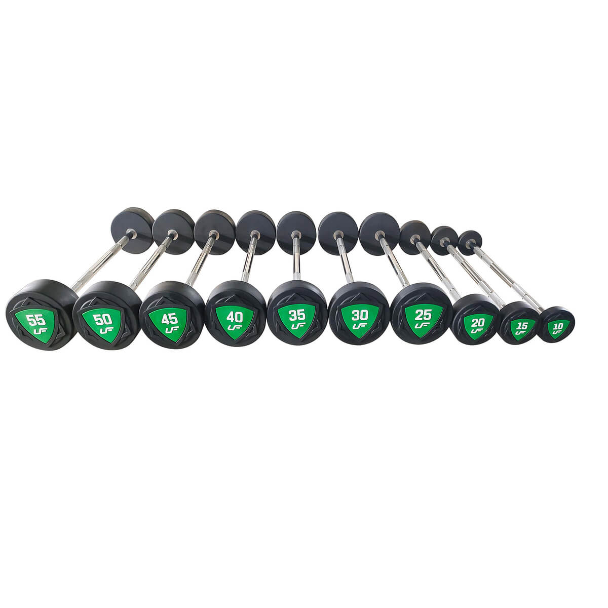 Fasta skivstänger, 10 st: 10 – 55 kg