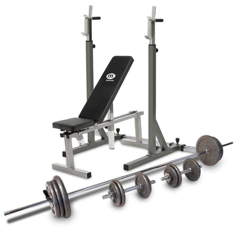 Bänk, Ställning, Skivstång & Hantelset 65 kg