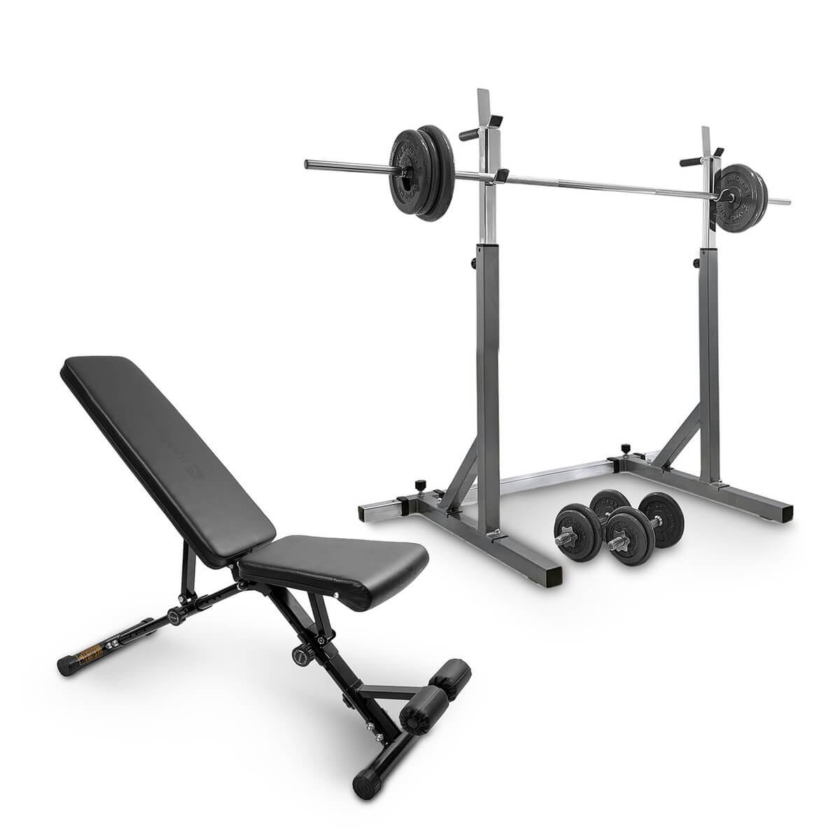 Kolla in Bänk, Ställning, Skivstång & Hantelset 50 kg, JTC Power hos SportGymBut