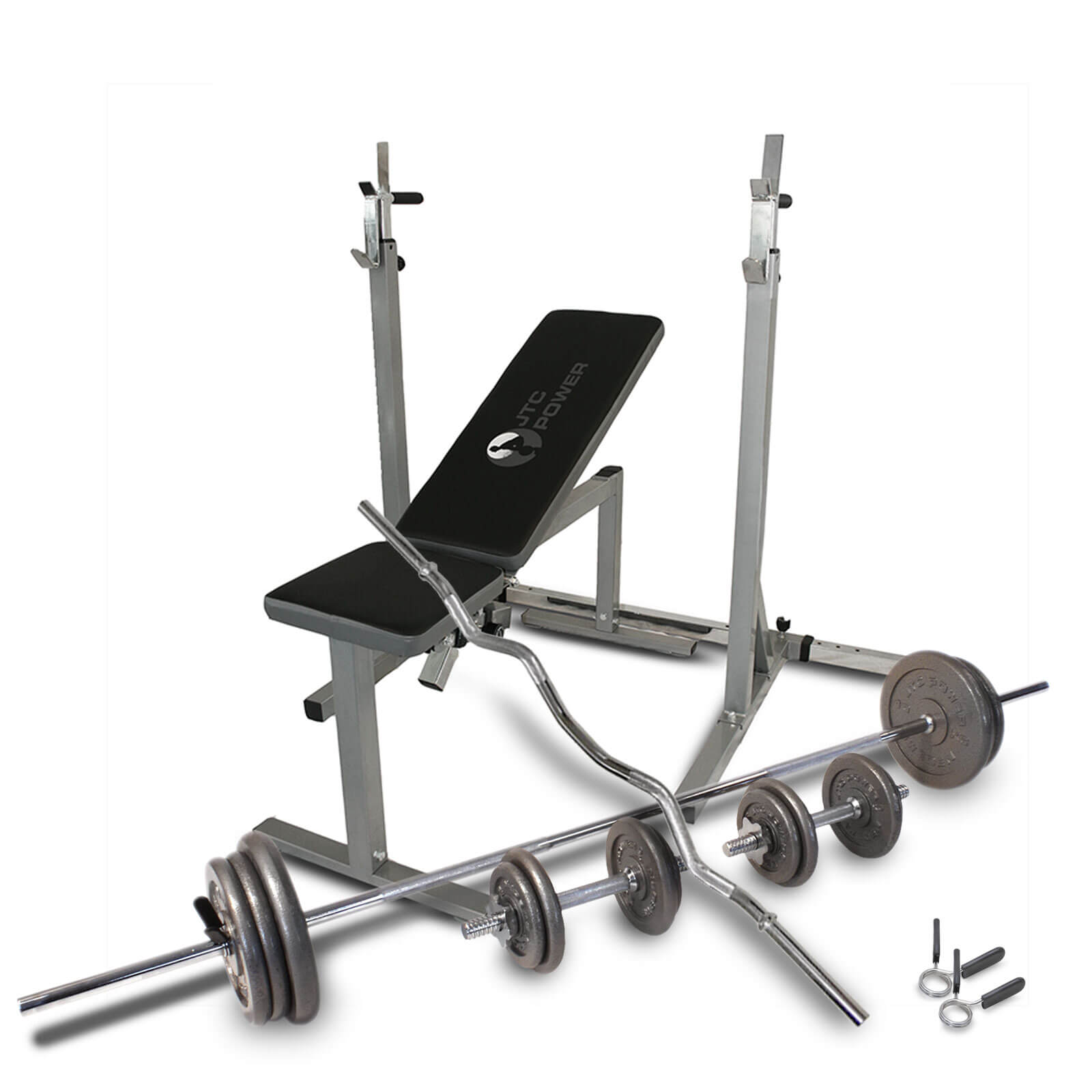 Bänk, Ställning, Skivstång & Hantelset 82 kg