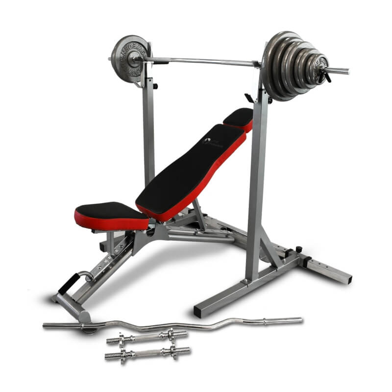 Bänk, Ställning, Skivstång & Hantelset 102 kg