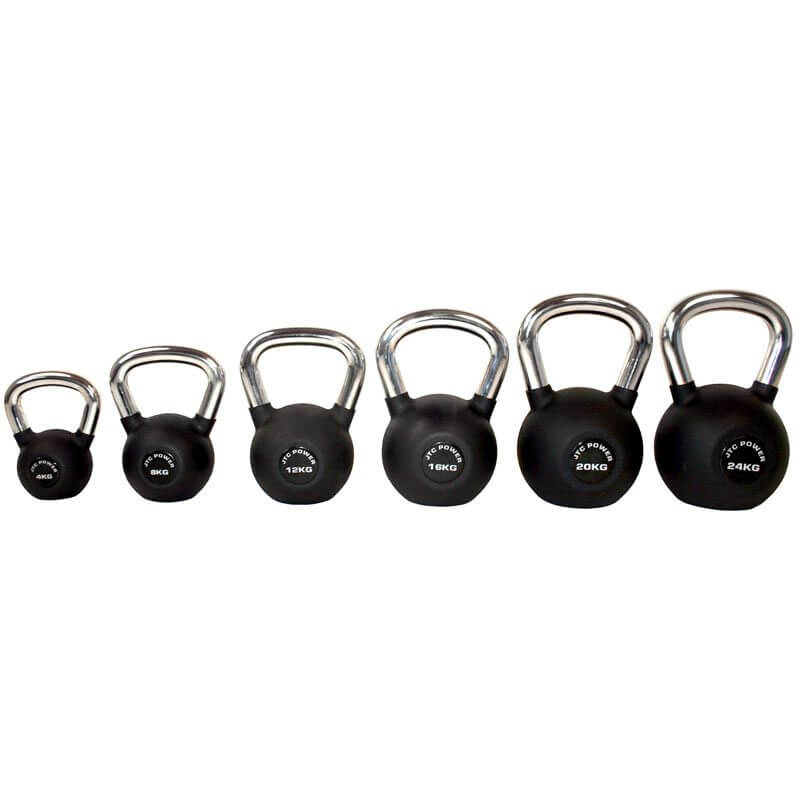 Kolla in Kettlebellset, gummi/krom 4-24 kg, JTC Power hos SportGymButiken.se
