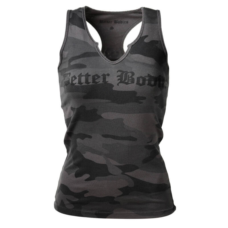 Kolla in V-Neck Cut RibTank, grey camoprint, Better Bodies hos SportGymButiken.s