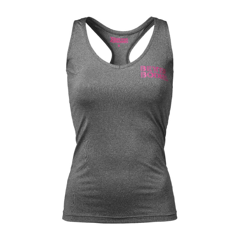 Fitness Logo Top, antracite melange/pink, Better Bodies