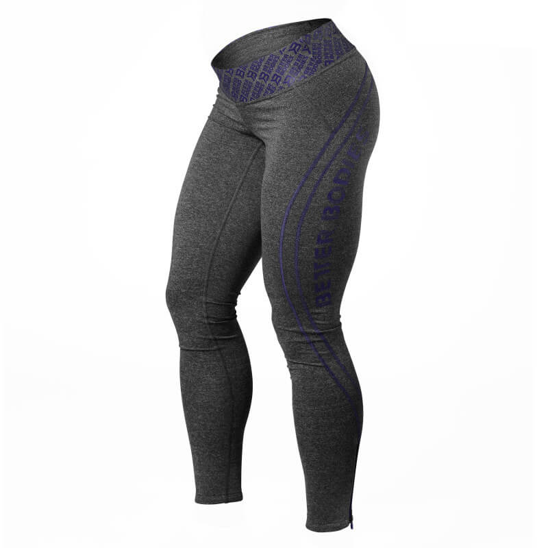 Kolla in Shaped Logo Tights, antracite melange/purple, Better Bodies hos SportGy