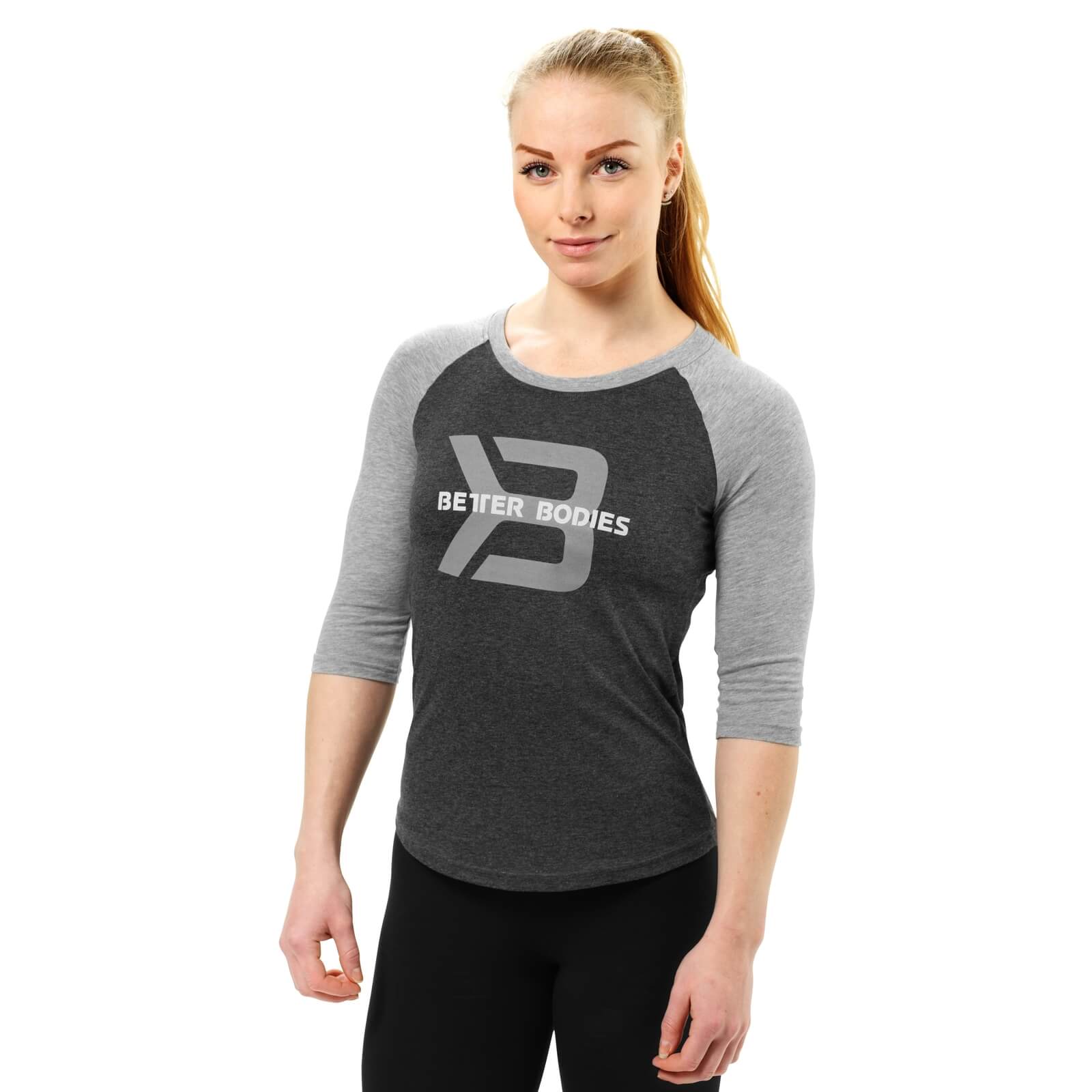 Kolla in Women's Baseball Tee, antracite melange, Better Bodies hos SportGymButi