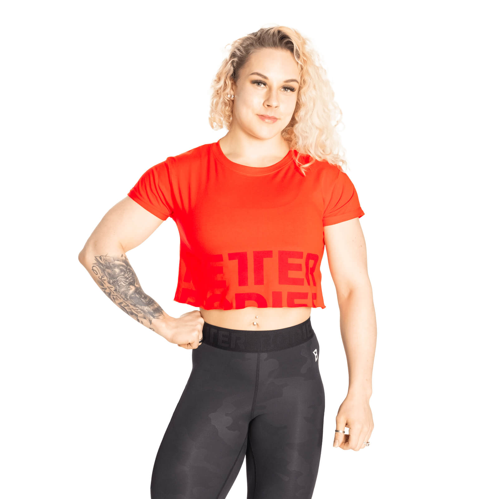 Astoria Cropped Tee, sunset red, Better Bodies