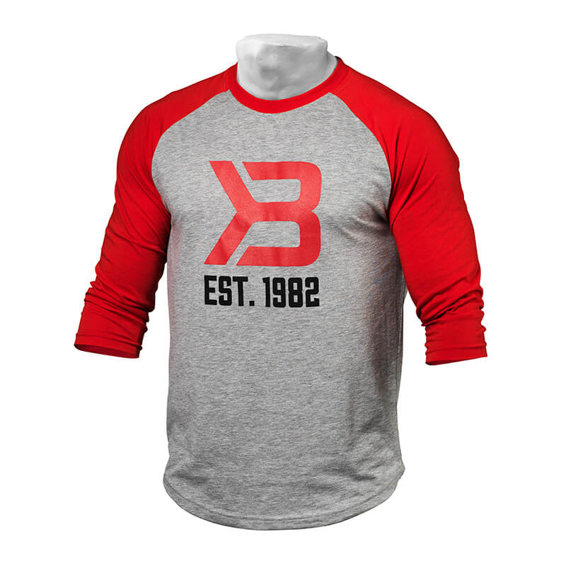 Men's Baseball Tee, red/grey melange, Better Bodies