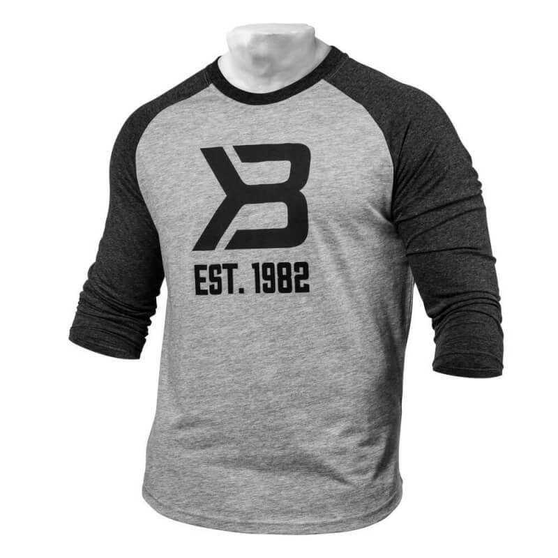 Men's Baseball Tee, grey melange/antracite melange, Better Bodies