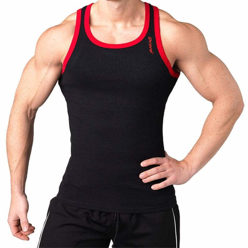 Bodydesigned Ribsinglet, svart/röd, Dcore