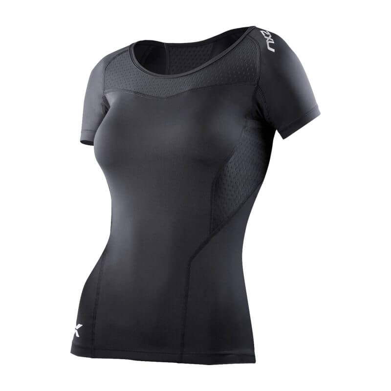 Compression Short Sleeve Top, black/black, 2XU