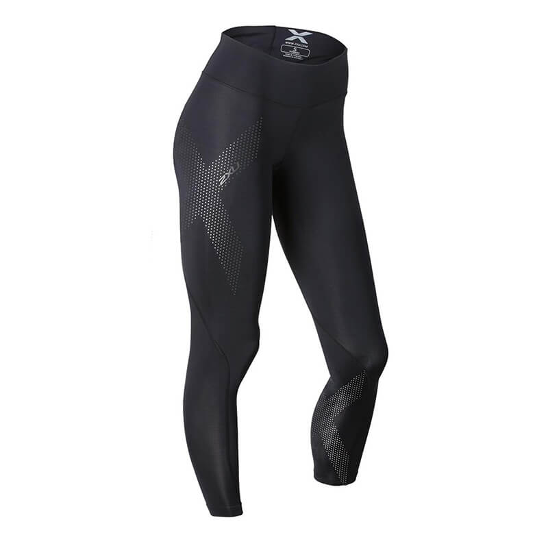 Mid-Rise Compression Tights, black/dotted reflective logo, 2XU