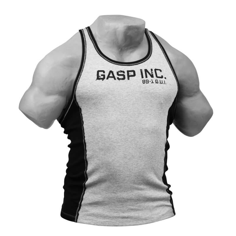 2-Color Rib Tank, grey melange/black, GASP