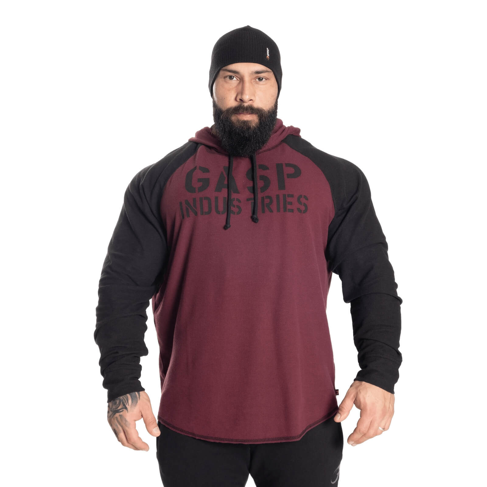 Kolla in L/S Thermal Hoodie, maroon, GASP hos SportGymButiken.se