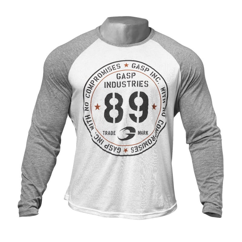 Kolla in Raglan Long Sleeve Tee, white/grey melange, GASP hos SportGymButiken.se