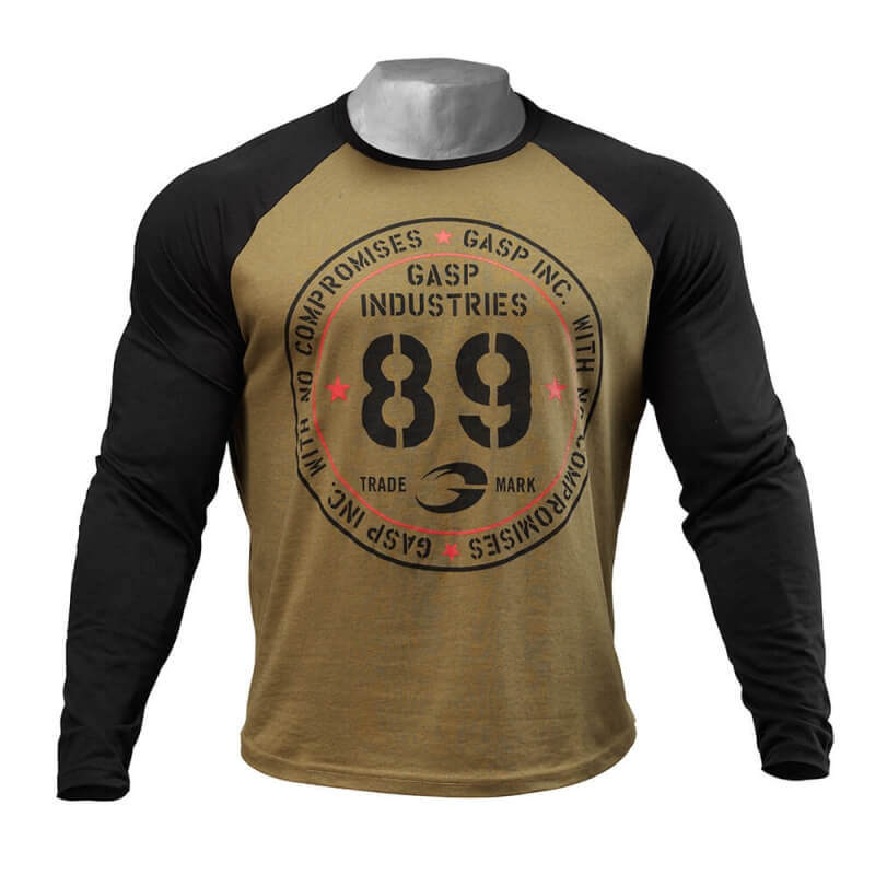 Kolla in Raglan Long Sleeve Tee, military olive/black, GASP hos SportGymButiken.