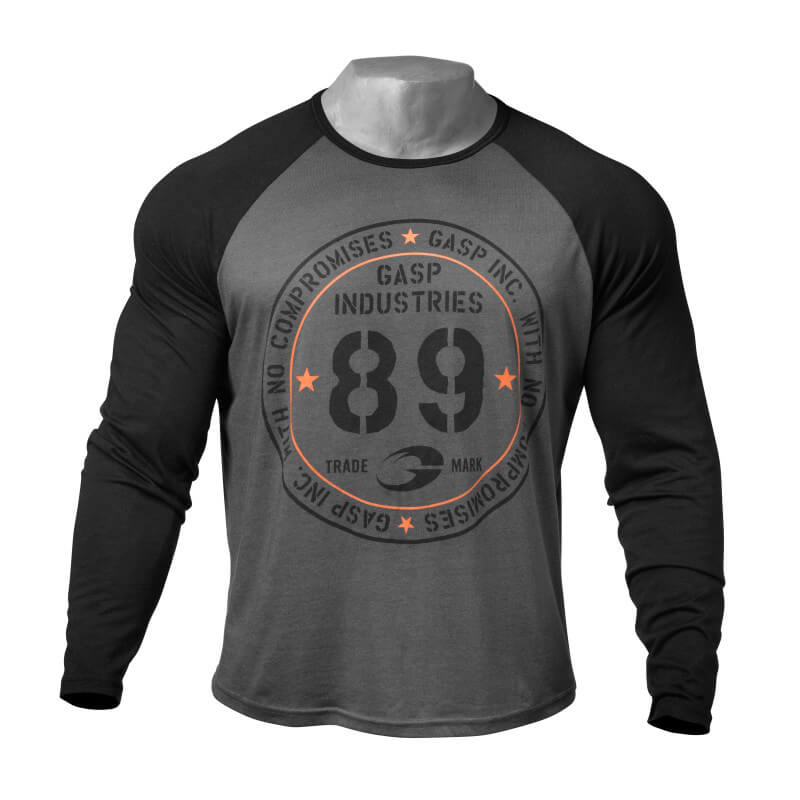 Raglan Long Sleeve Tee, dark grey, GASP