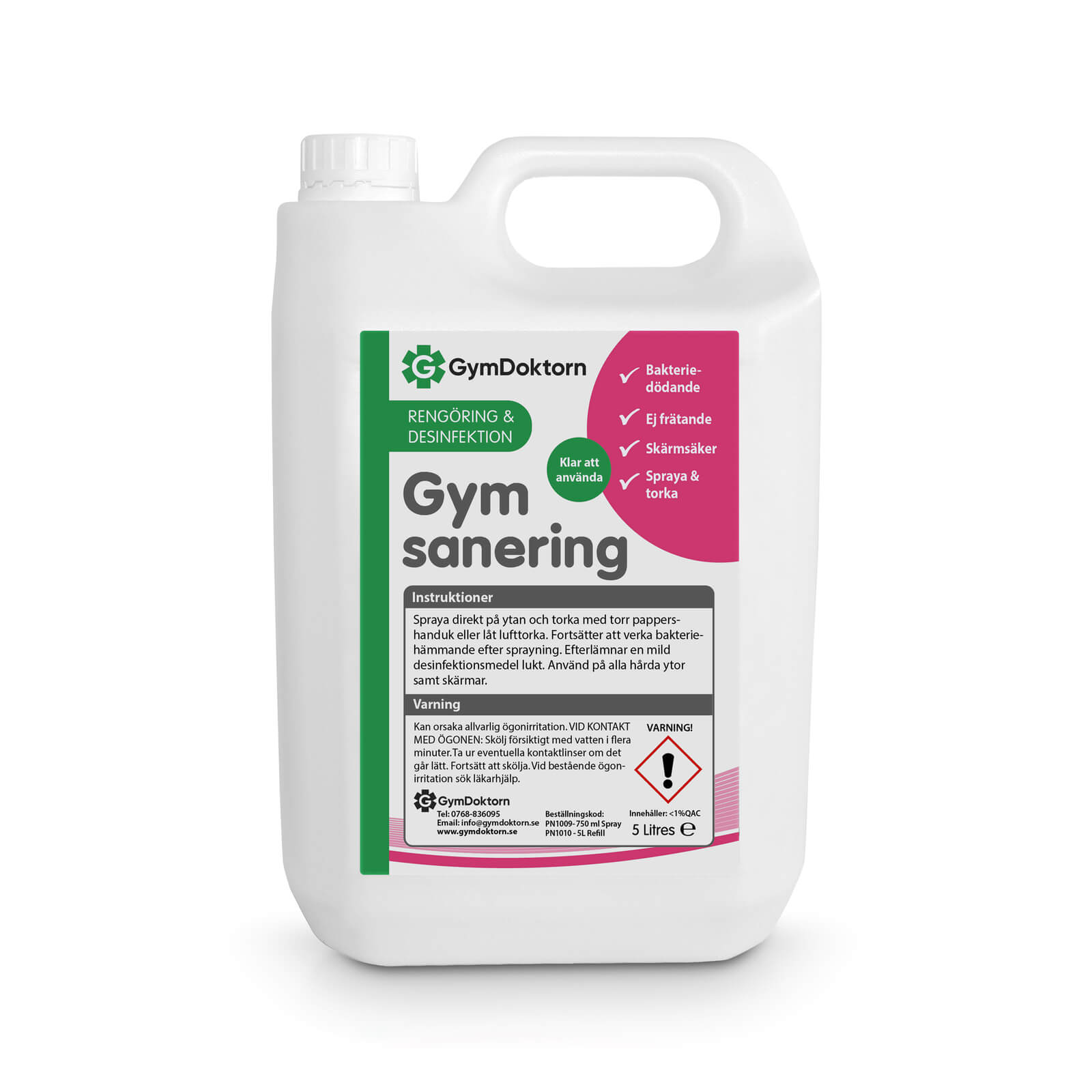 Kolla in GymSpray, 5 L refill, GymDoktorn hos SportGymButiken.se