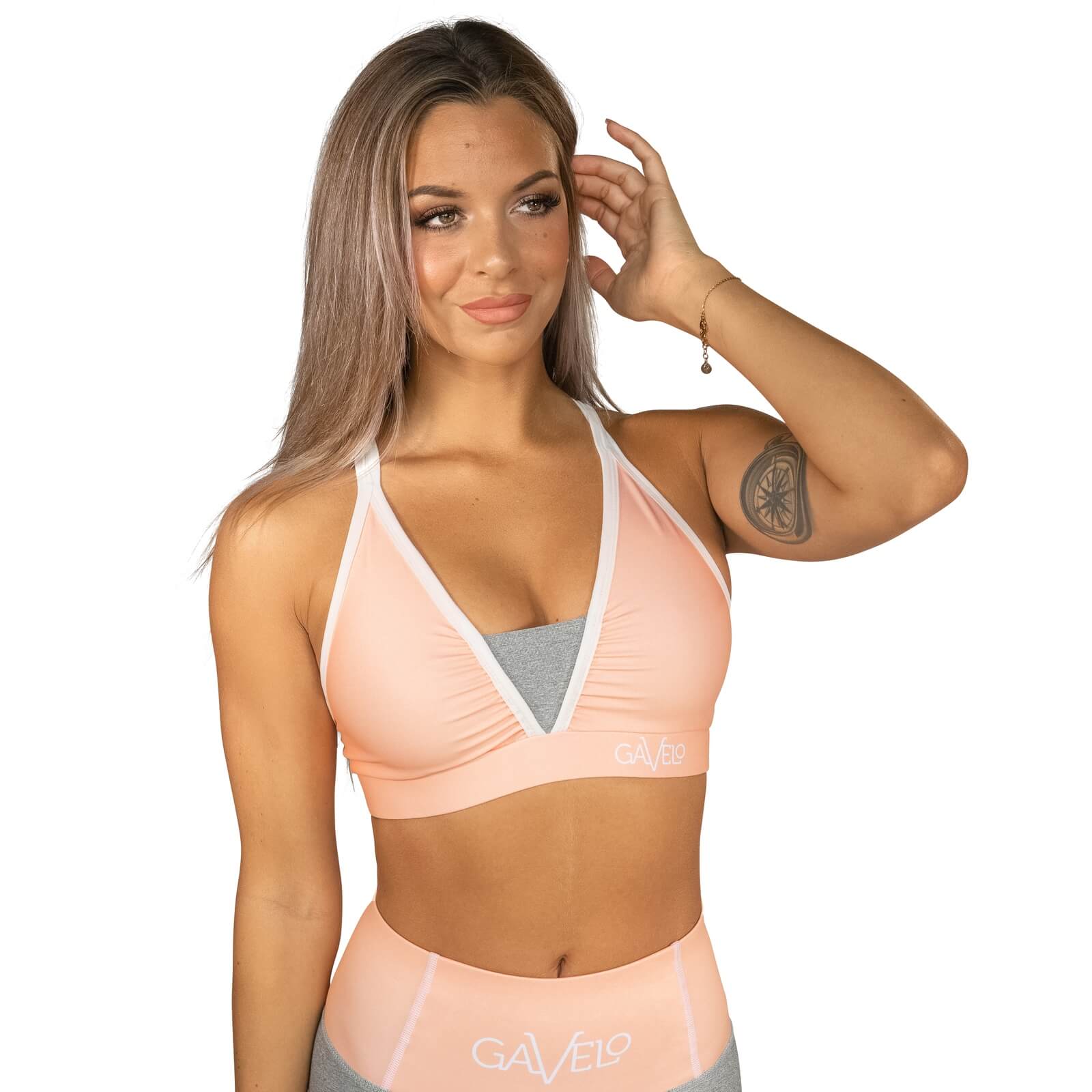 Kolla in Peach Swirl Sports Bra, peach/ light grey, Gavelo hos SportGymButiken.s