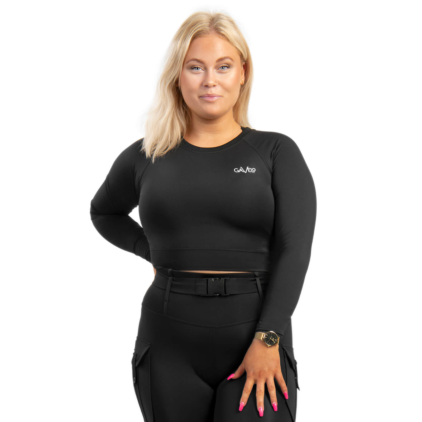 Kolla in Cropped Longsleeve, black, Gavelo hos SportGymButiken.se