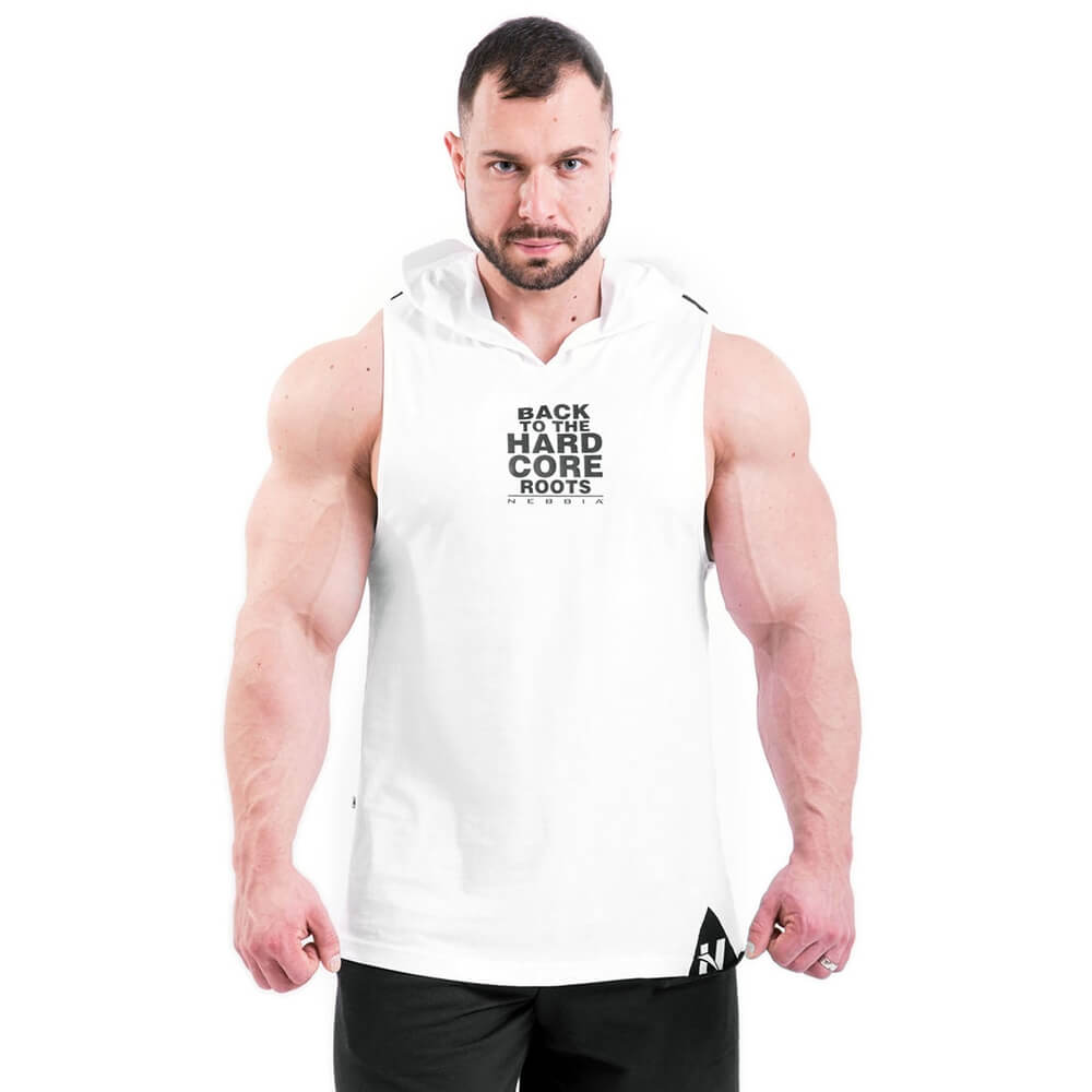 Kolla in Hardcore Hooded Tanktop, white, Nebbia hos SportGymButiken.se