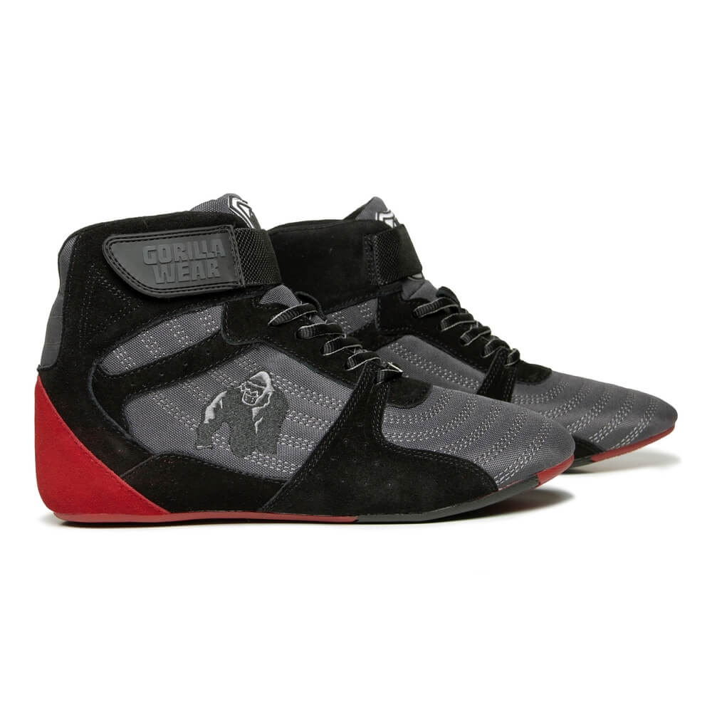 Kolla in Perry High Tops Pro, grey/black/red, Gorilla Wear hos SportGymButiken.s