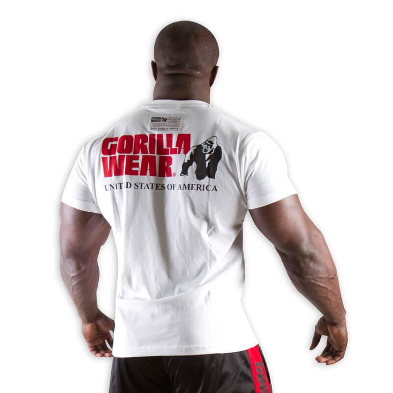 Kolla in Classic Logo Tee, white, Gorilla Wear hos SportGymButiken.se