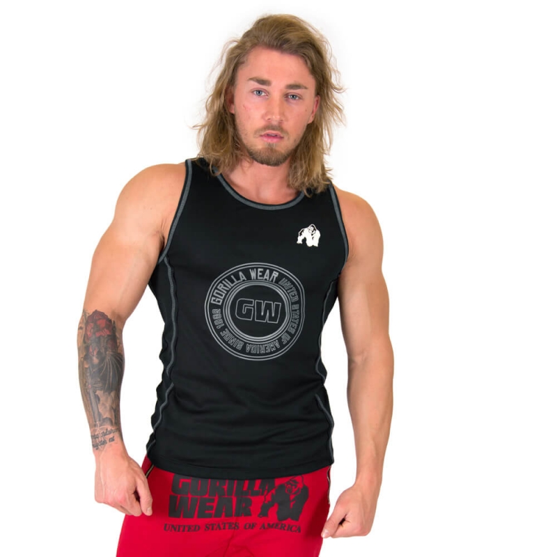 Kolla in Kenwood Tank Top, black/silver, Gorilla Wear hos SportGymButiken.se