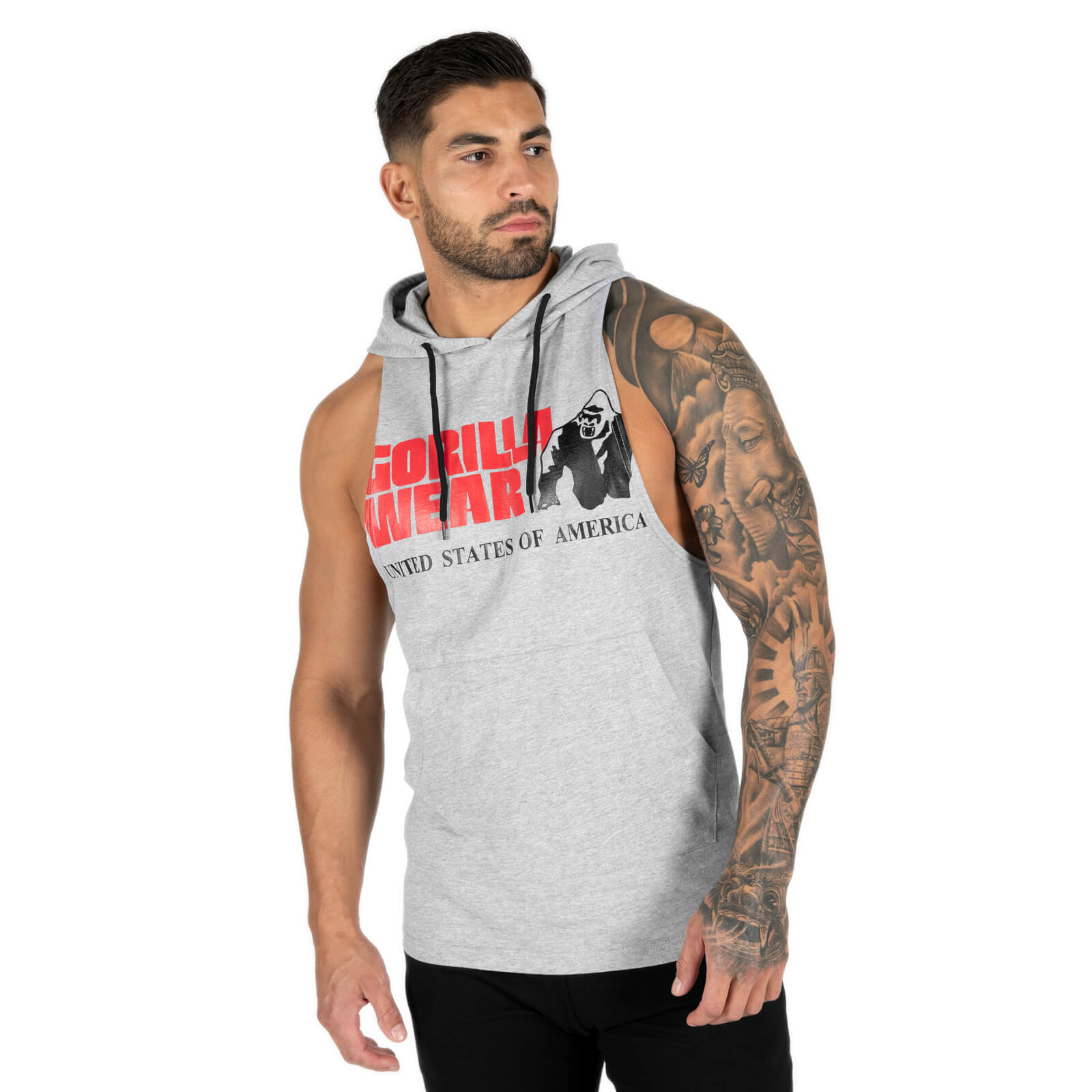 Kolla Rogers Hooded Tank Top, grey melange, Gorilla Wear hos SportGymButiken.se