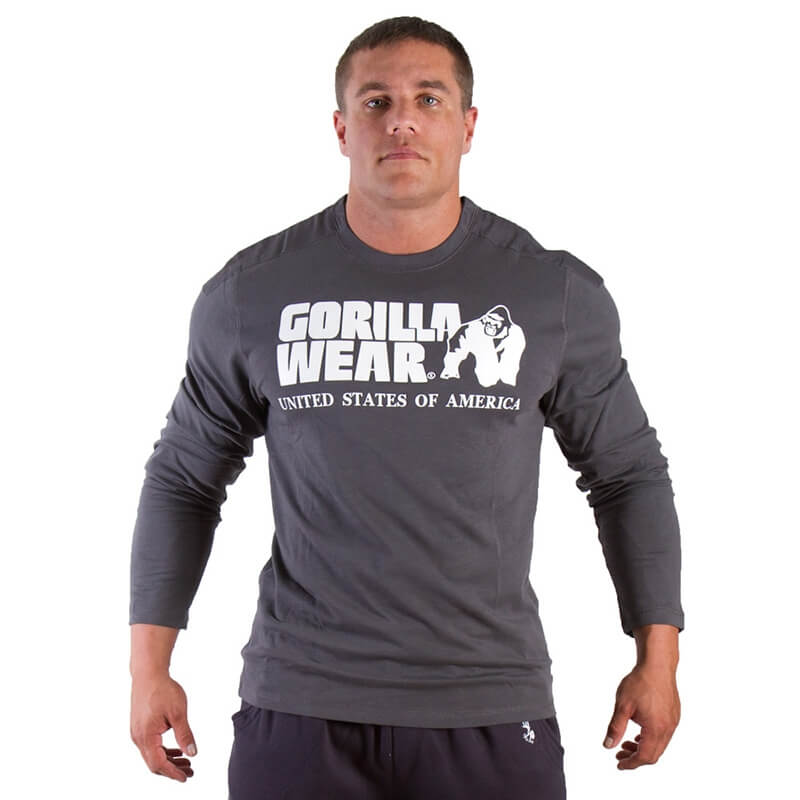 Kolla in Rubber Printed, Longsleeve, asphalt, Gorilla Wear hos SportGymButiken.s