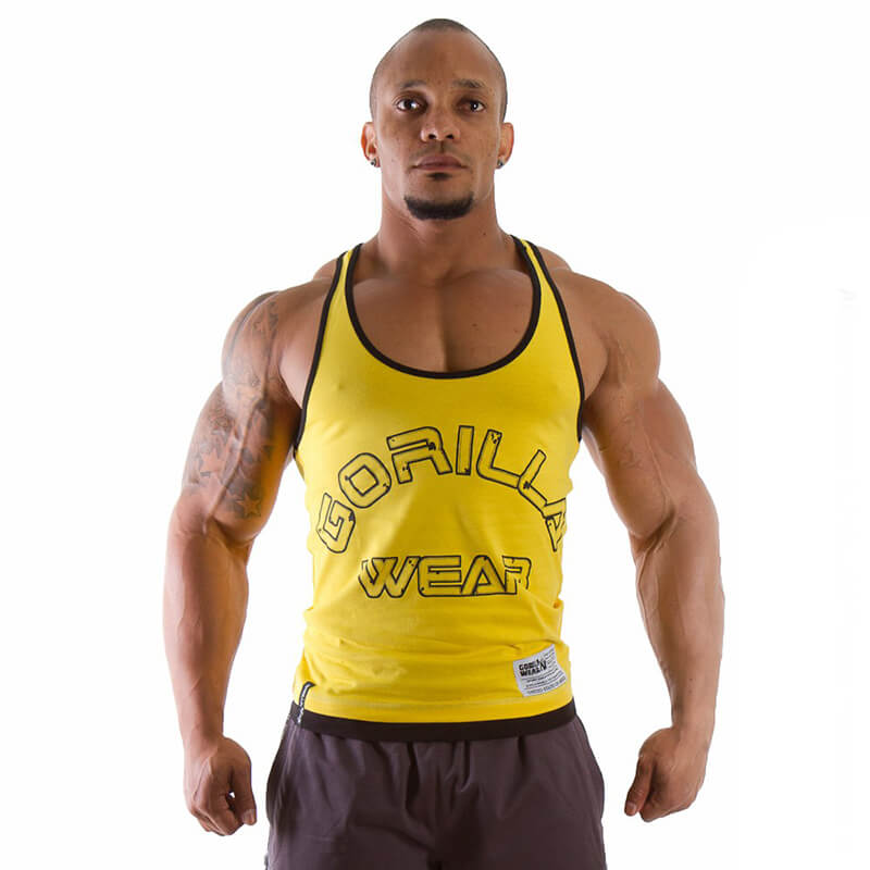 Kolla in Logo Stringer Tank Top, yellow, Gorilla Wear hos SportGymButiken.se