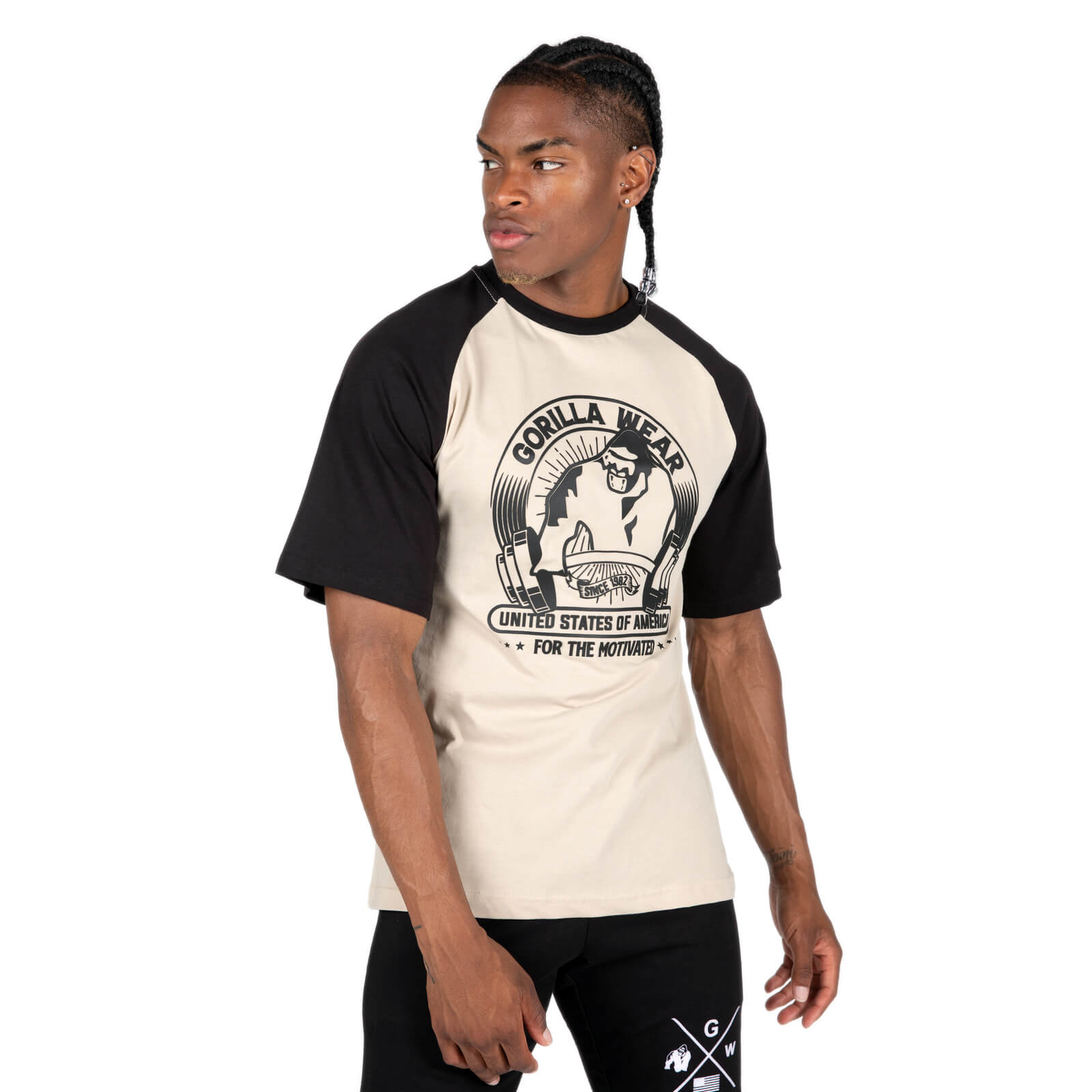 Kolla Logan Oversized T-Shirt, beige/black, Gorilla Wear hos SportGymButiken.se